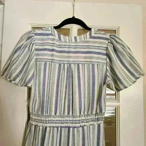 Monteau Short Sleeve V Neck Striped Relaxed Flowy Farmhouse Maxi Dress Medium - Picture 5 of 10